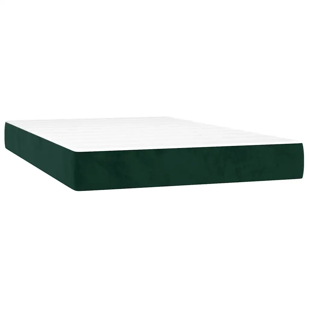 Letto a Molle con Materasso e LED Verde Scuro 120x200cm Velluto 3134516