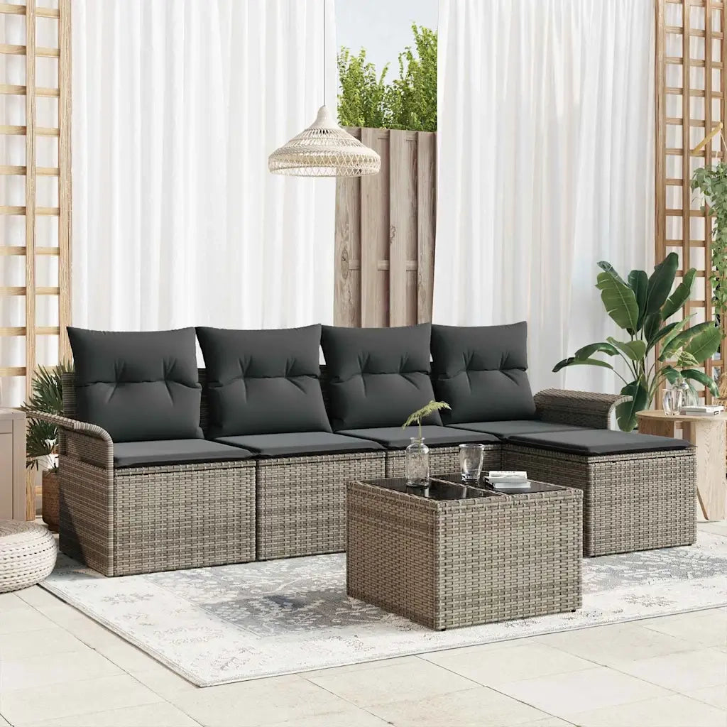 Set Divano da Giardino con cuscino 6 pcs Grigio polyrattan 3353998