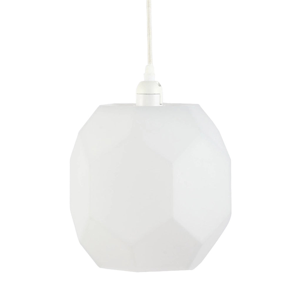 Lampada a sospensione Meda in vetro bianco design geometrico