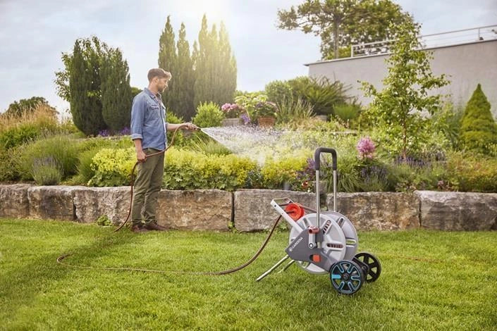 Gardena 18547-20 avvolgitubo da giardino Avvolgitubo multiposizione Manuale Nero, Acciaio inox