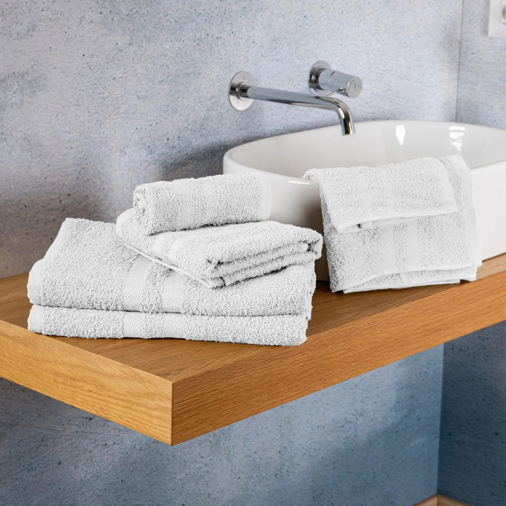 Set Asciugamani Bagno 6 Pezzi in Spugna di Cotone 400 g/m², 2 Teli 70x140 cm, 2 Asciugamani 50x90 cm e 2 Ospiti 30x50 cm, Morbidi e Assorbenti Bianco