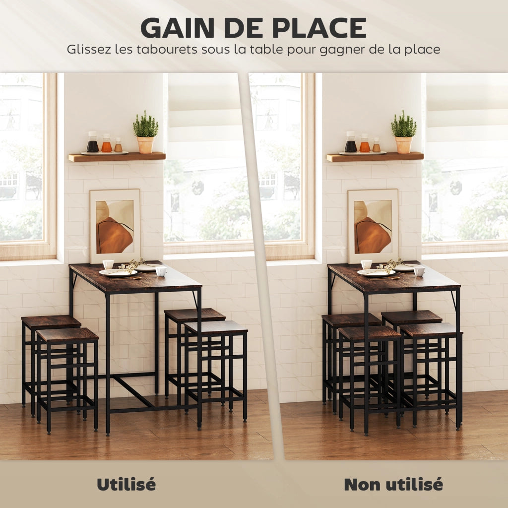 Tavolo da bar + 4 sgabelli ¨C zephmum ¨C Legno, metallo nero