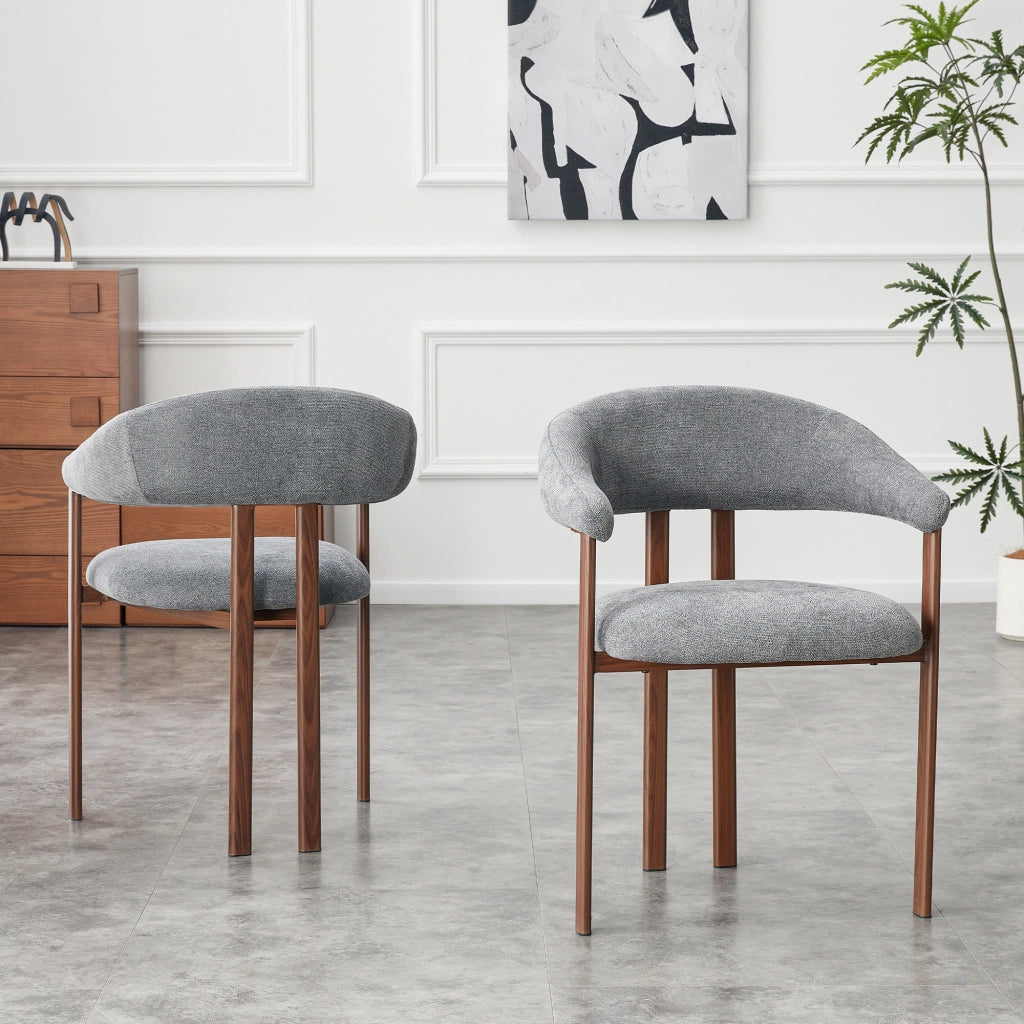 Poltrona in Tessuto ¨C MINIMAL ¨C Grigio, Gambe in Metallo, Set 2 Pezzi