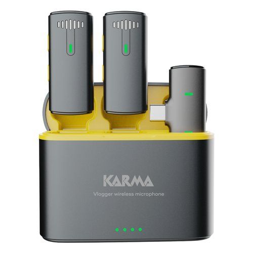 Kit microfoni karma 32171 vlogger plus black e yellow