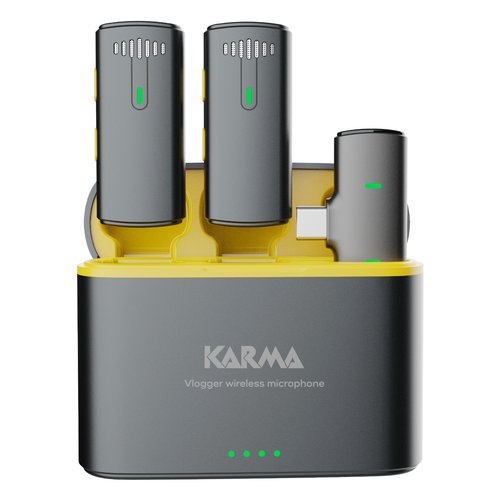 Kit microfoni karma 32171 vlogger plus black e yellow