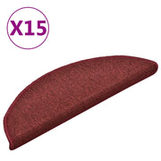 Tappetini per scale 15 pz | Gradini per Scale 56x17x3 cm Bordeaux semicircolari