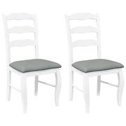 Sedie da Pranzo con Cuscini 2 pz | Sedie da cucina Bianco Legno Massello di Hevea