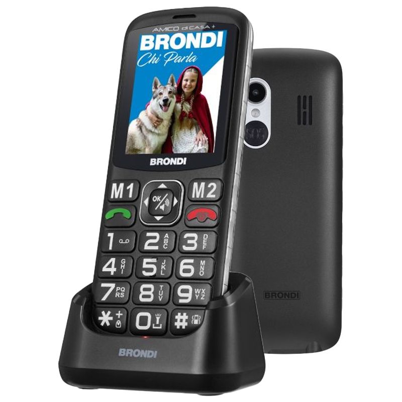 Brondi amico di casa+ (nero) - telefono cellulare senior - BROAMICODICASA+BK