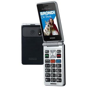 Brondi amico super tv (gunmetal grey) - telefono cellulare per anziani - tasto sos - controllo remoto - doppio display - BROAMICOSUPERTVGR