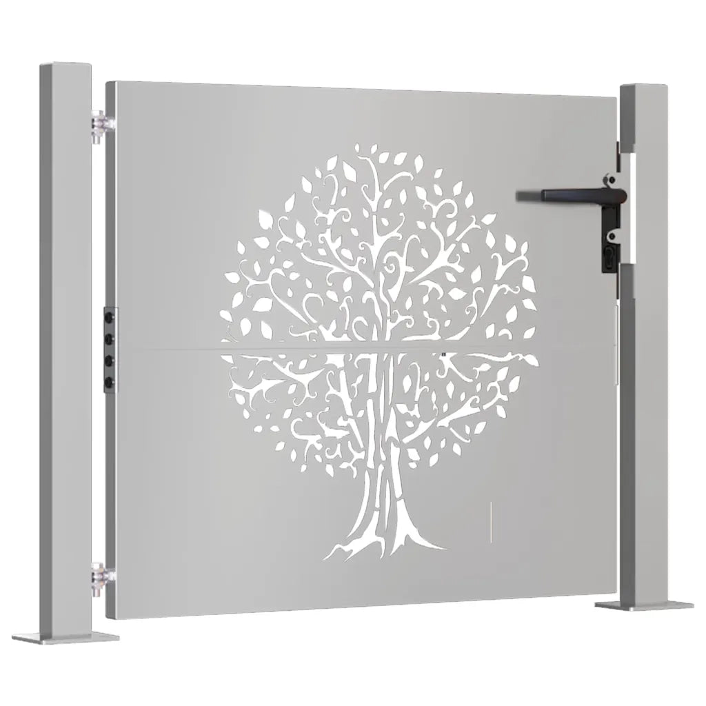 Cancello da Giardino 105x80 cm in Acciaio Corten Design Albero