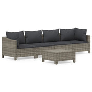 Set Divani da Giardino 5 pz | Set Salotto da Giardino con Cuscini in Polyrattan Grigio
