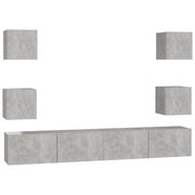 Set di mobili da 6 pezzi tra cui armadio credenza mobile TV televisore per soggiorno camera da letto salotto legno ingegnerizzato grigio 02_0025040