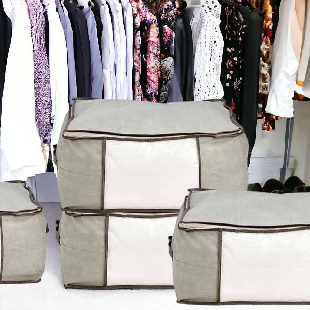 Scatole Kit 4pz Contenitori Indumenti Piumoni Vestiti Organizer Armadio 45X30X20