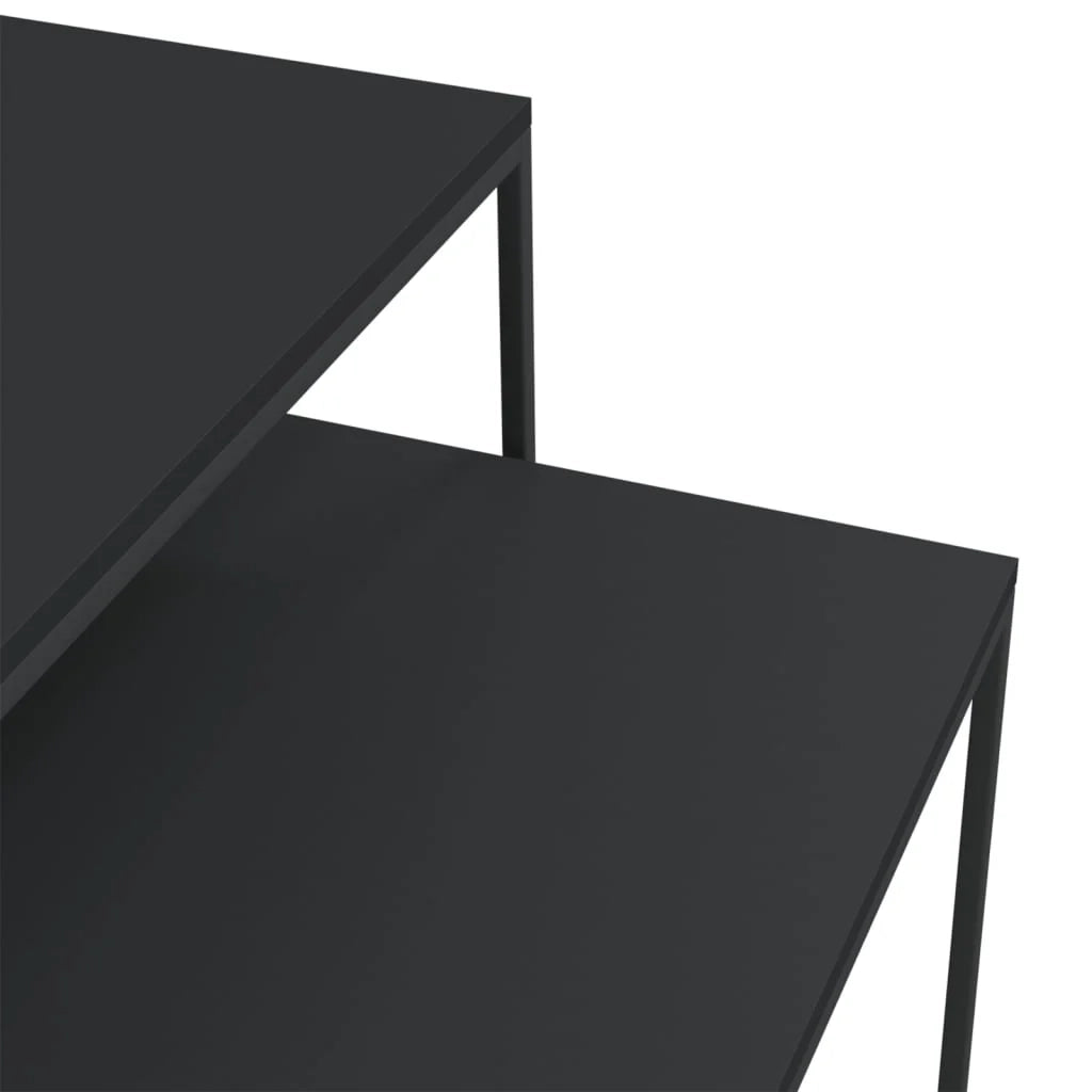 Set di 2 tavolini da caffè legno ingegnerizzato e metallo nero 02_0042117