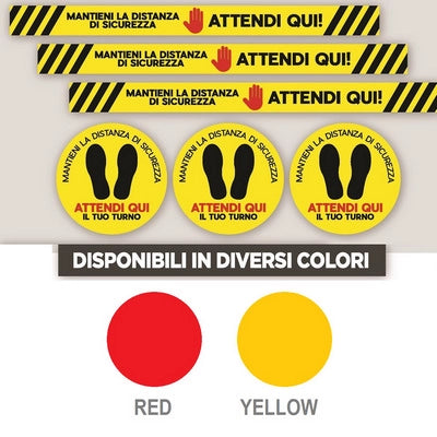 ADESIVI SEGNALETICA DA PAVIMENTO PER DISTANZA DI SICUREZZA- Tondo Red Diam. 30 cm- senza- pezzi 1