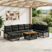 Set Divano da Giardino 9 pz Nero e Grigio scuro polyrattan 3438007