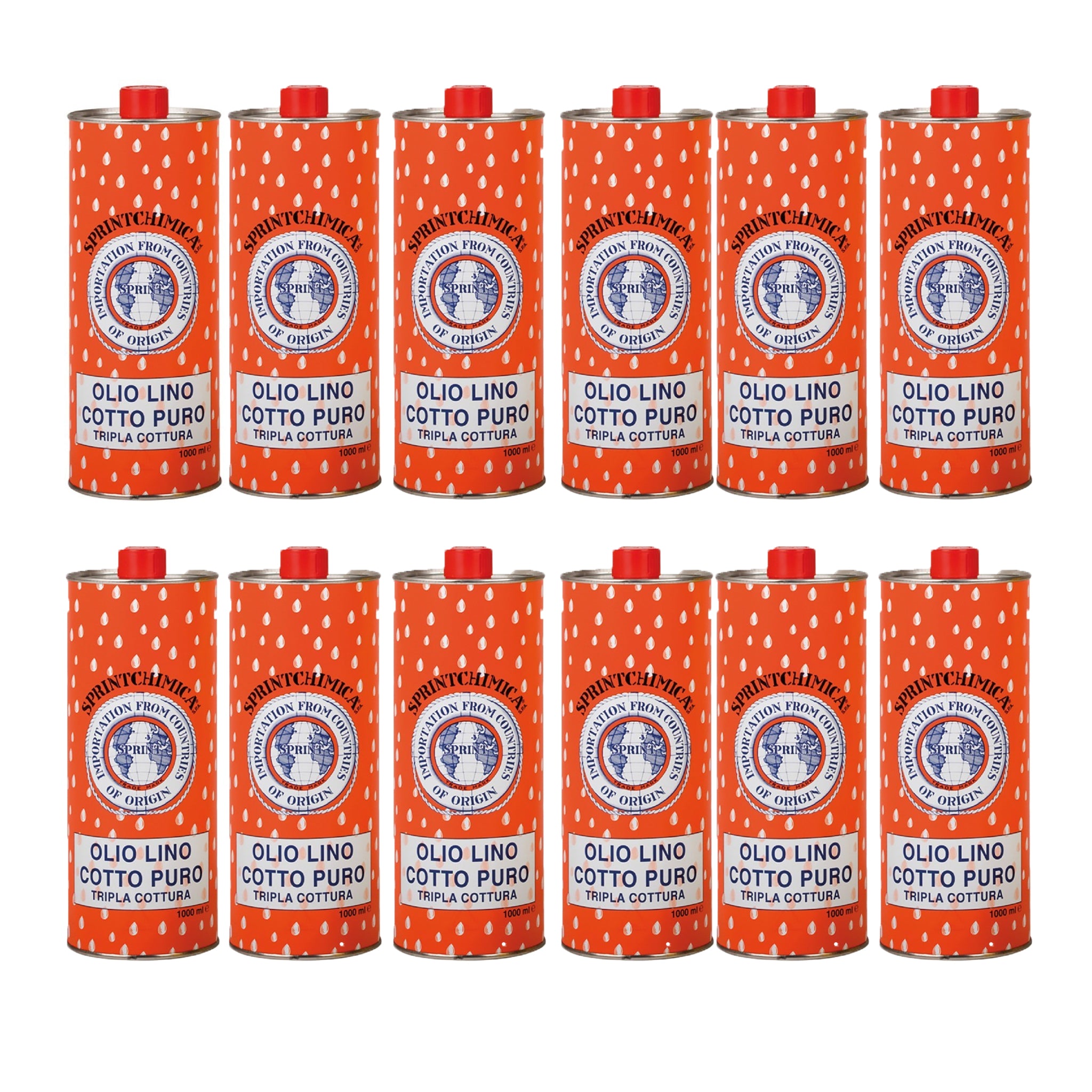 12x Olio Di Lino Cotto Puro Tripla Cottura 1000Ml Sprintchimica