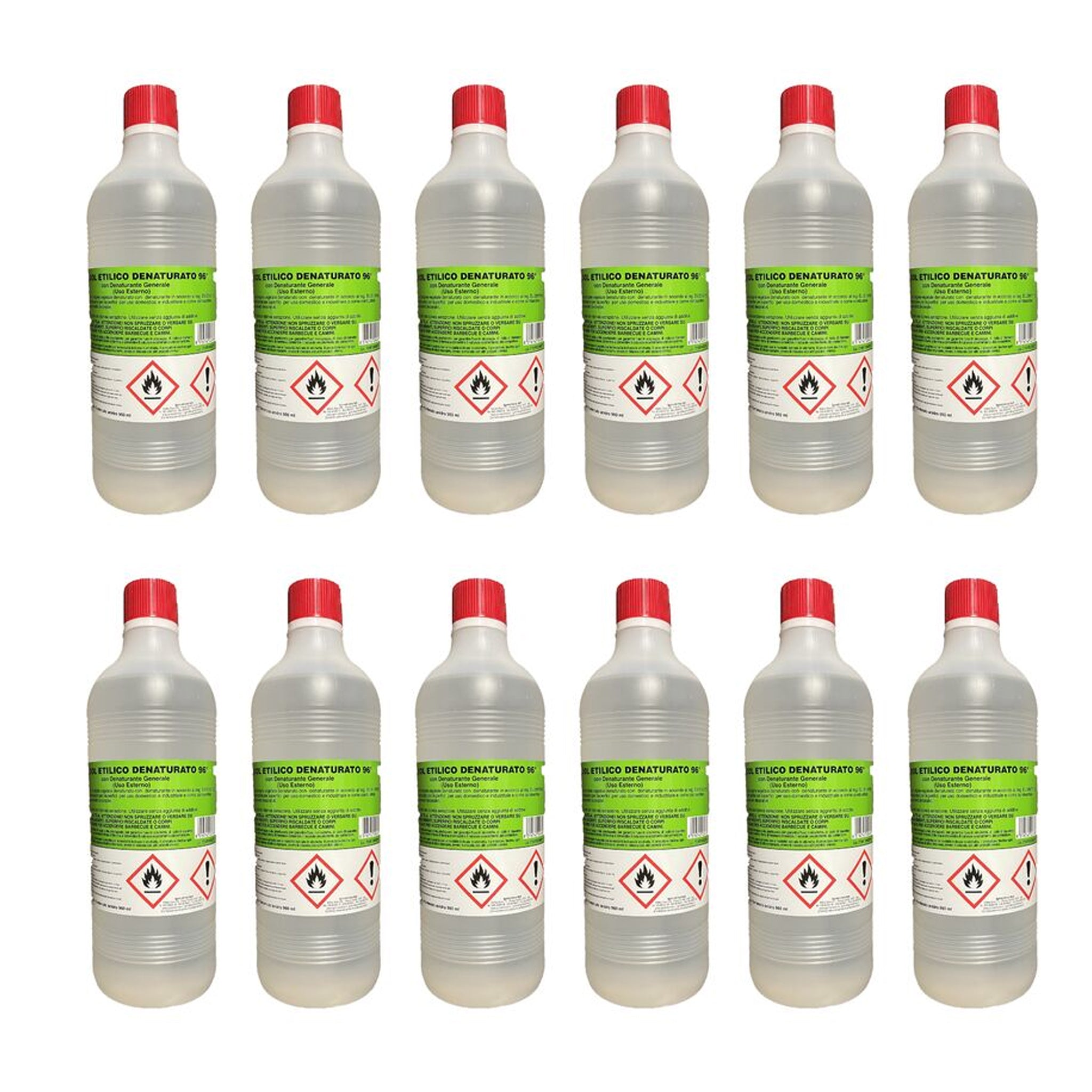 Kit 12 Bottiglie Di Alcool Etilico Denaturato Bianco 96° 1Lt