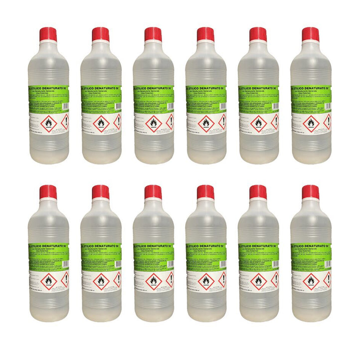 Kit 12 Bottiglie Di Alcool Etilico Denaturato Bianco 96° 1Lt