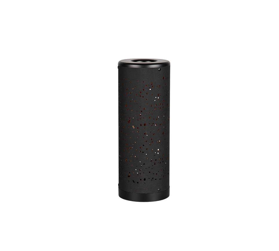 Lampada da tavolo LED, plastica e tessuto, nero e oro, H 35 cm, Taco