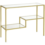 Consolle ingresso 3 ripiani ¨C Xylo ¨C acciaio vetro temperato oro 100x32x76 cm