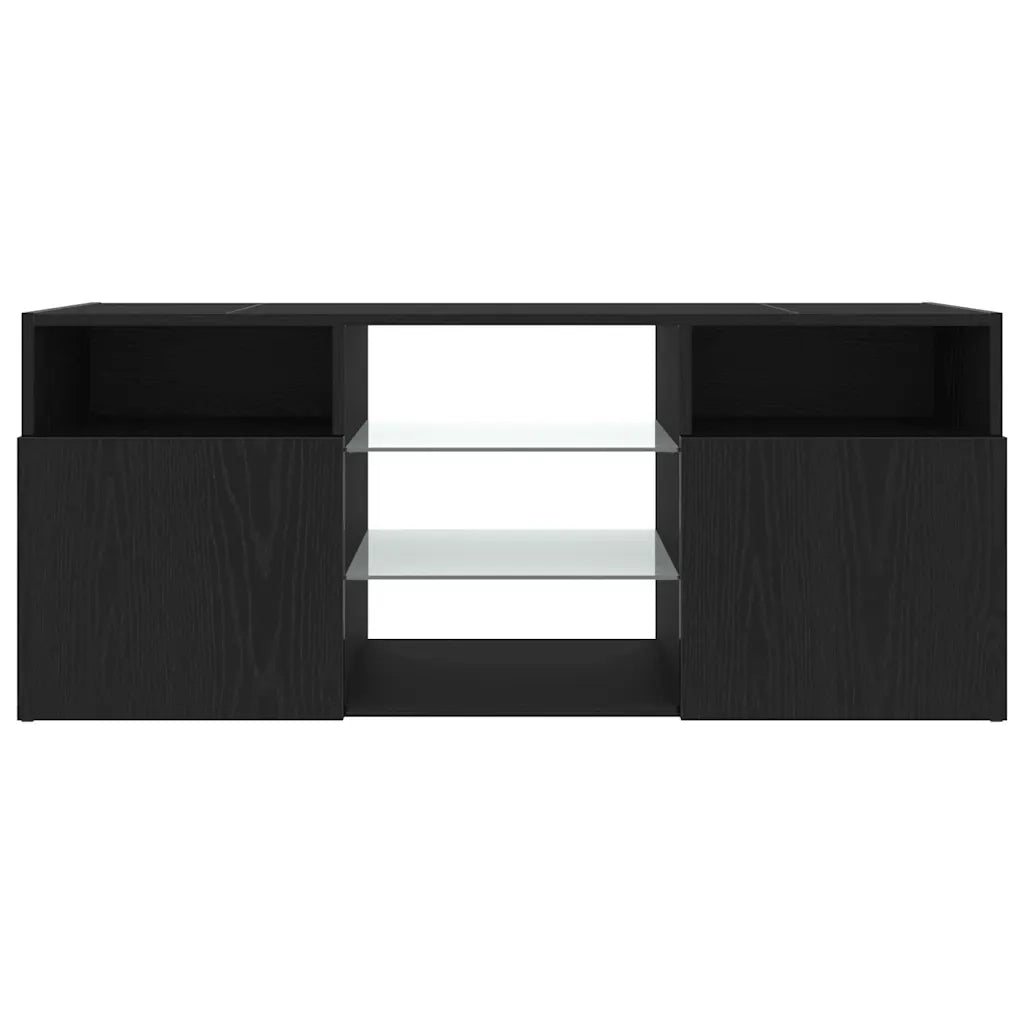 Mobile Porta TV con LED Rovere Nero 120x30x50 cm Multistrato 862035