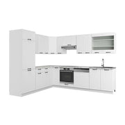 Cucina angolare completa Fame-Line Bianco rustico/Bianco 287 x 60 cm, PL Marmo Vicco
