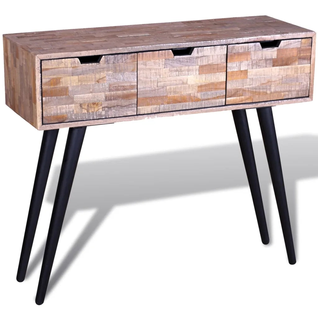 Tavolo Consolle | Tavolo d'Ingresso con 3 Cassetti in Legno di Recupero di Teak