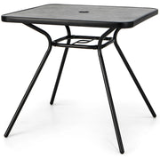 Tavolo da esterno 4 posti con foro per ombrellone 42 mm telaio in metallo, Tavolo da giardino 80x80cm Grigio-Tavoli da esterno