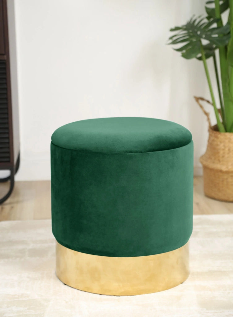 Pouf a scomparto rotonda in velluto AKORD GOLDEN colore Verde bottiglia