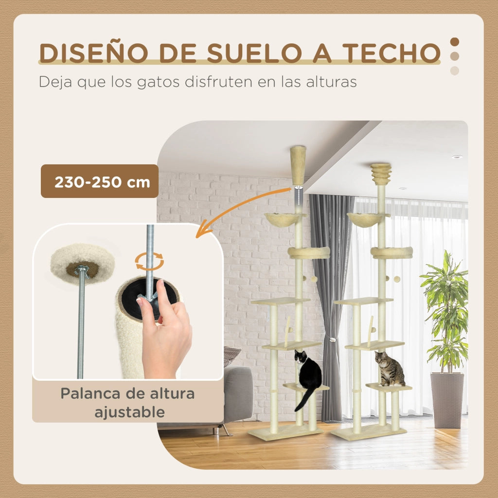 ¨¢rbol para Gatos ¨C zephmum ¨C Beige 230-250 cm