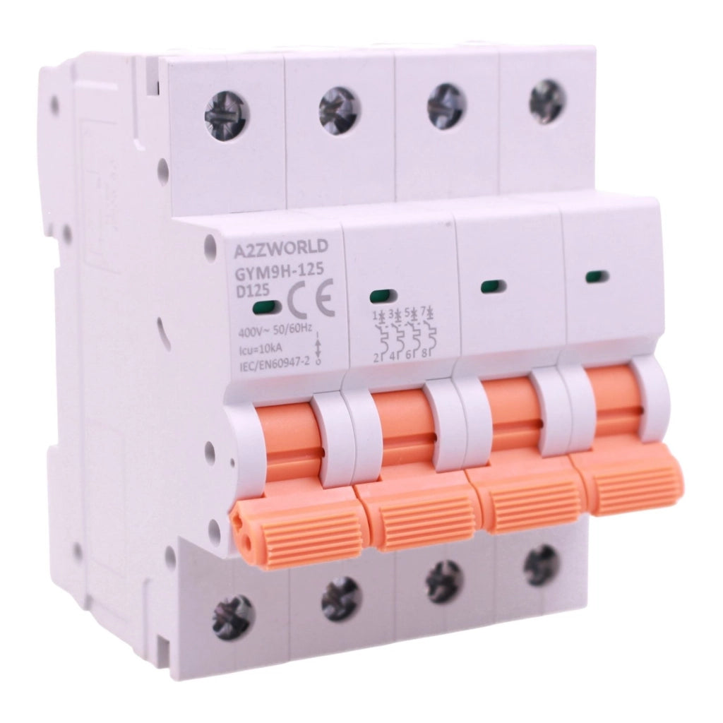 MCB Interruttore Magnetotermico Trifase 380V Curva D 4P 4M 10000A AC 400V IP20 GYM9H-125, Disponibili 80A 100A 125A (C125A)