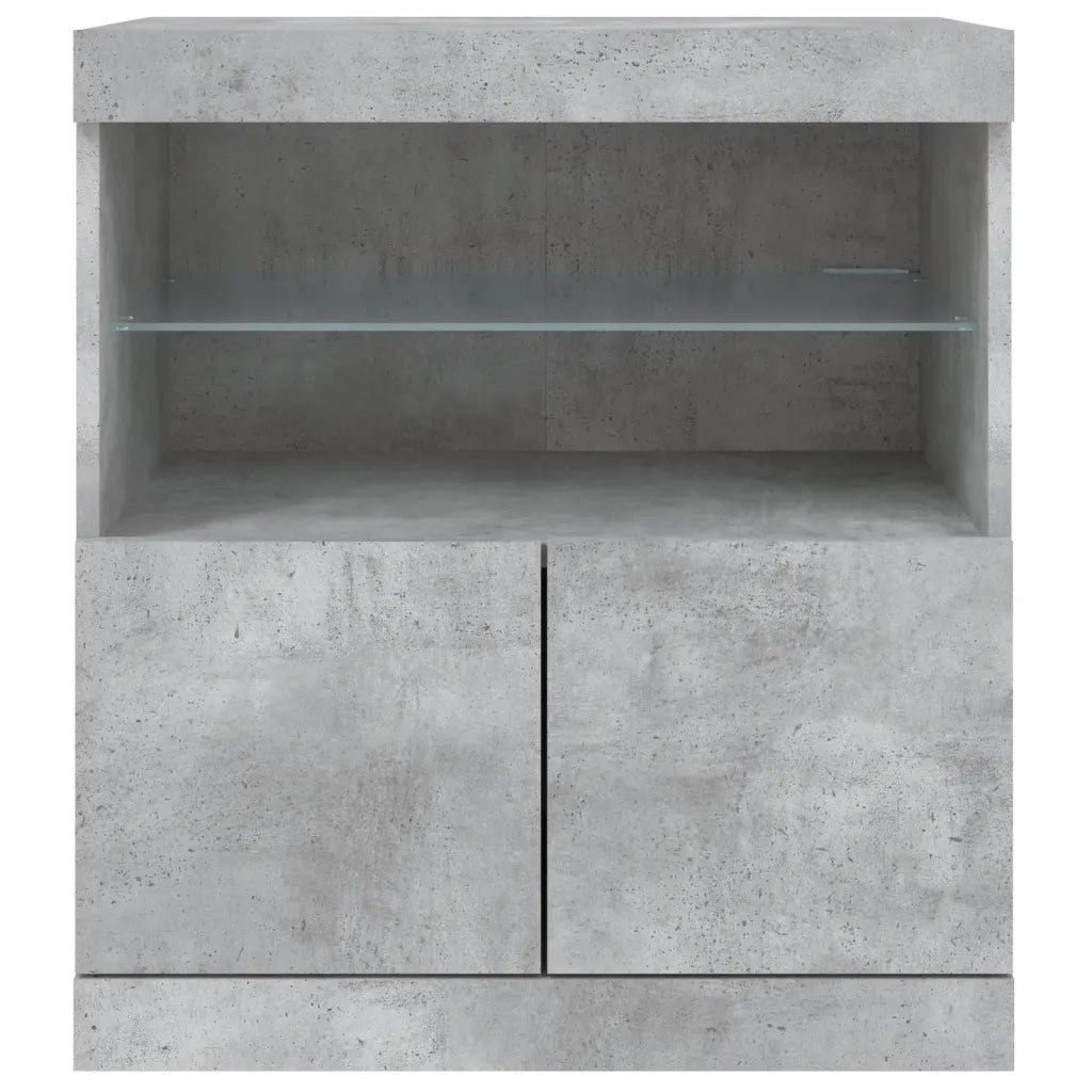 Credenza con Luci LED-Buffet-Armadio da cucina Grigio Cemento 60x37x67 cm