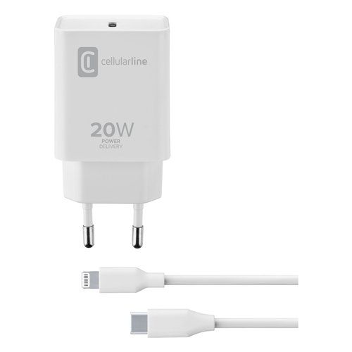 Cellularline usb-c charger kit 20w - usb-c to lightning - ipad (2020) - ACHIPDKITC2LMFI20W