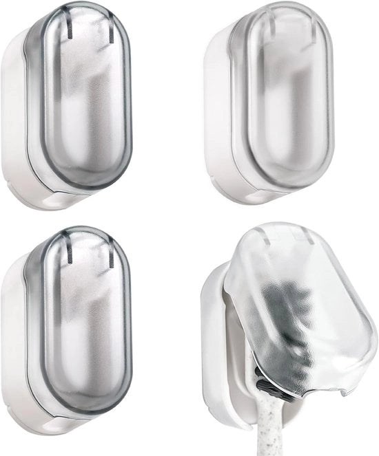 4 Pezzi di Ospite per Spazzola da Denti elettrica - Autoadesivo - Ospite per Spazzola da Denti - Senza Foratura - Montaggio alla Parete - Impermeabile - con Copertura - Ospite per la Bagno - Viaggi (bianco chiaro grigio)