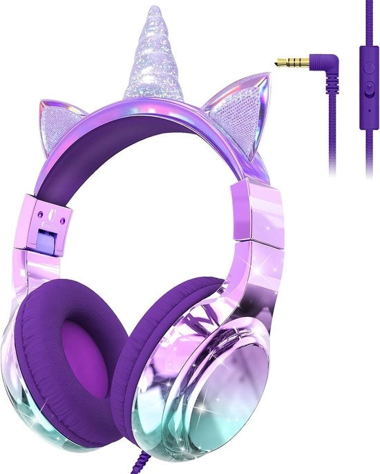 Cuffia per bambini con cavo - Cuffia per bambini - Cuffia per la testa con cavo - Volume di sicurezza - Scuola - Tablet - Laptop - Viaggi - Ascolto di musica