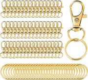 100 pezzi di chiavi girevoli in oro rotante con anello di chiave, catenina metallica con chiusura a crociera per portachiavi, accessori per la decorazione, oggetti di DIY (100 pezzi)