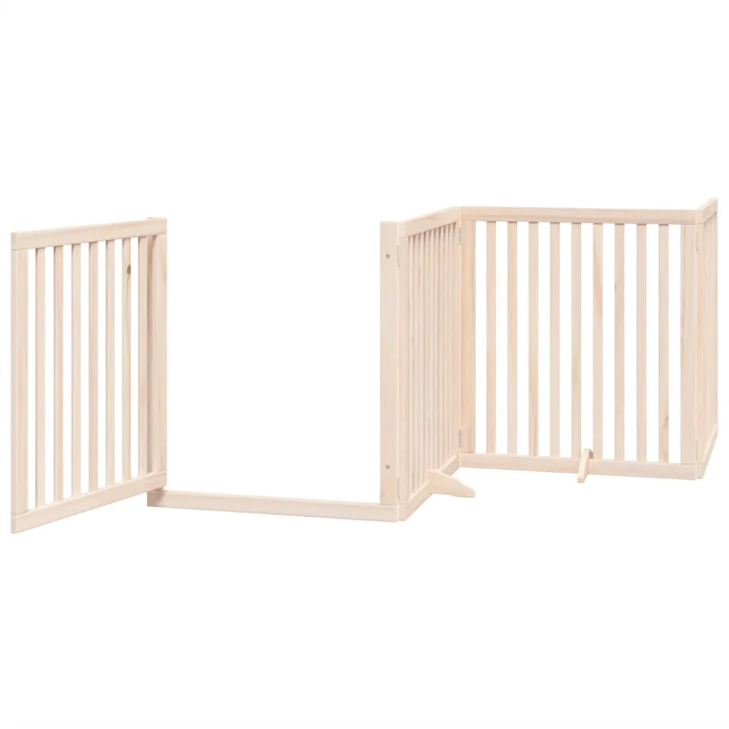 Cancelletto di sicurezza per animali domestici porta pieghevole 8 pannelli legno di pioppo marrone 02_0023253