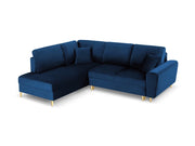 Cosmopolitan Design - Divano convertibile angolare sinistro con contenitore "Kyoto" 5 posti in velluto blu reale 