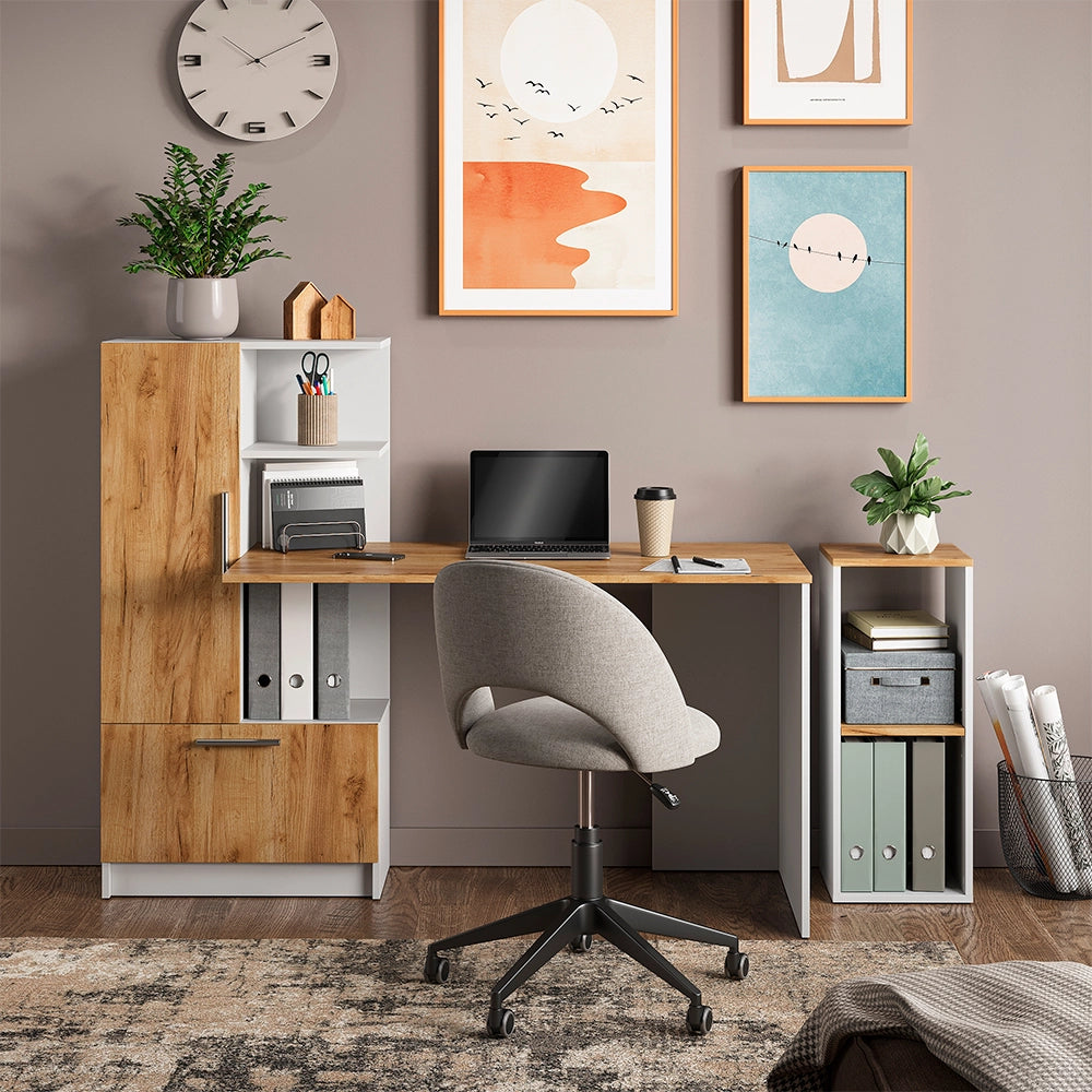 Vicco set scrivania Bianco/Rovere dorato 150 x 59 cm Set di 2