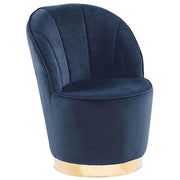 Poltrona in velluto blu scuro con base in metallo dorato Sedia a vasca con rotondo Glam Retro Living Room