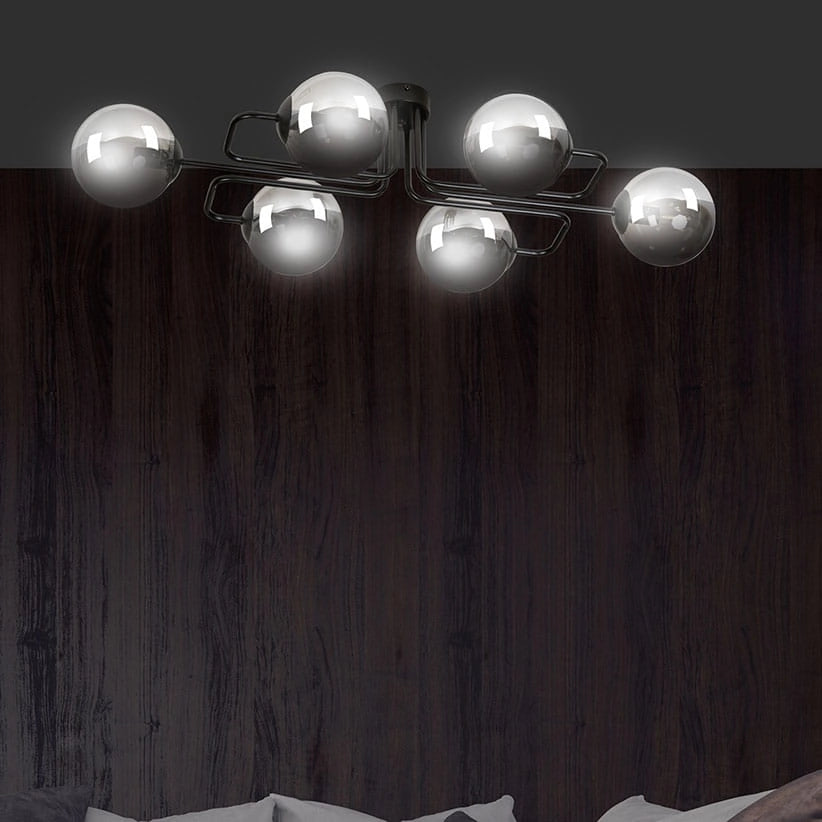 Lampadario Emibig Brendi 6 luci E14 nero grafite metallo