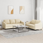 Set di Divani 2 pz con Cuscini Crema in Tessuto