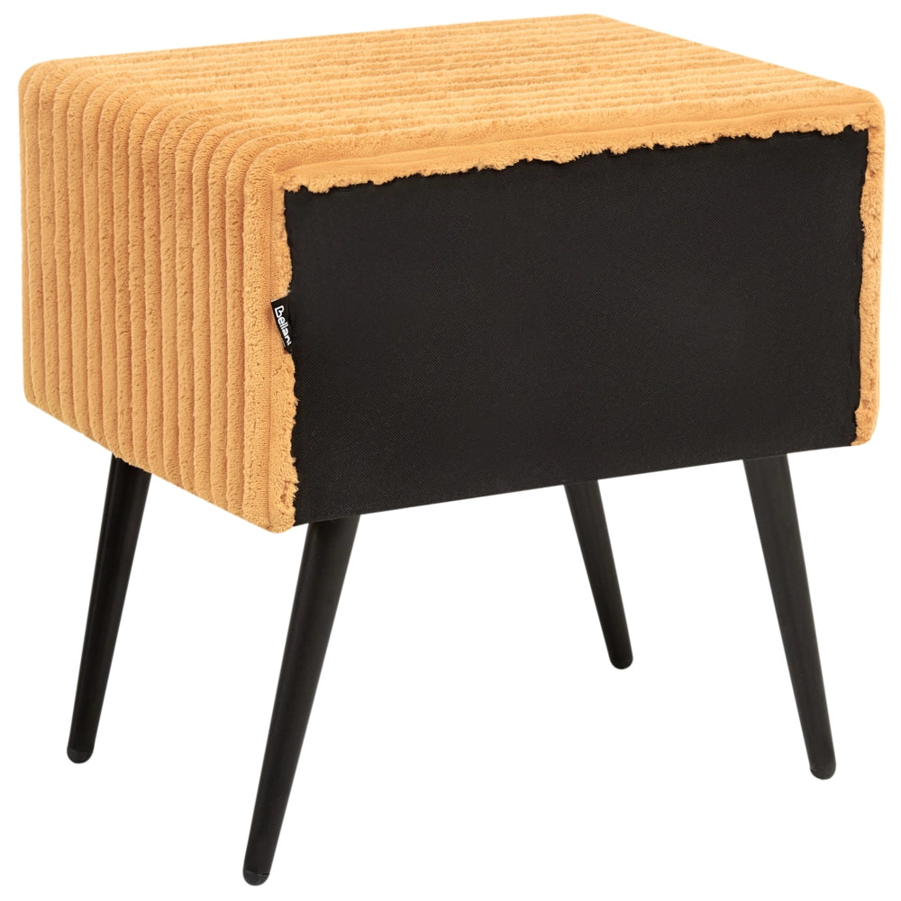 Comodino con rivestimento in velluto arancione con 1 cassetto Mobili per camera da letto dal design minimalista