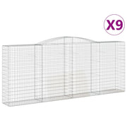 Set di 9 gabbioni ad arco per recinzioni a gabbia e muri di contenimento 400 x 50 x 160/180 cm ferro zincato argento 02_0041313