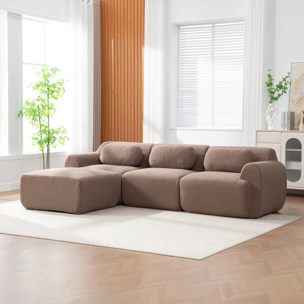 Divano Modulare in Tessuto Chenille ¨C MINIMAL ¨C Beige, Schiumato 30D