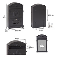 Cassetta Postale Stile Classico in Alluminio Nero Arregui Residencia D-2151/N