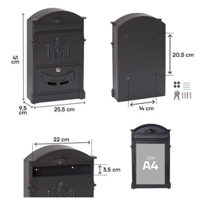 Cassetta Postale Stile Classico in Alluminio Nero Arregui Residencia D-2151/N