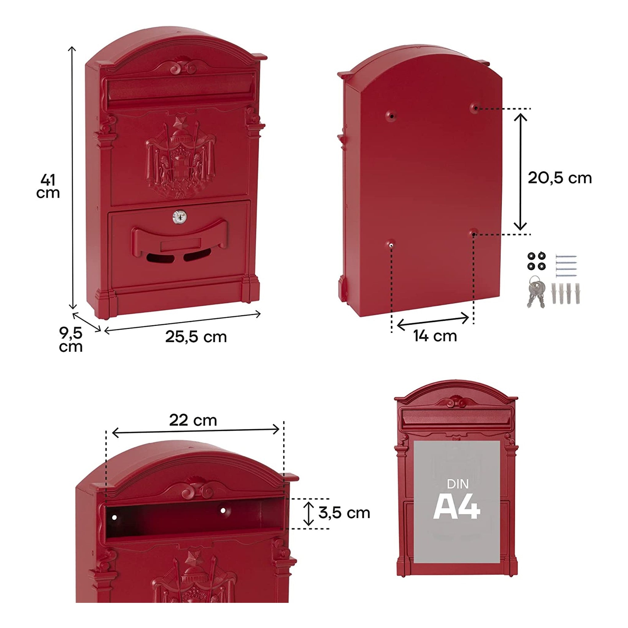 Cassetta Postale Stile Classico in Alluminio Rosso ARREGUI Residencia D-2151/R