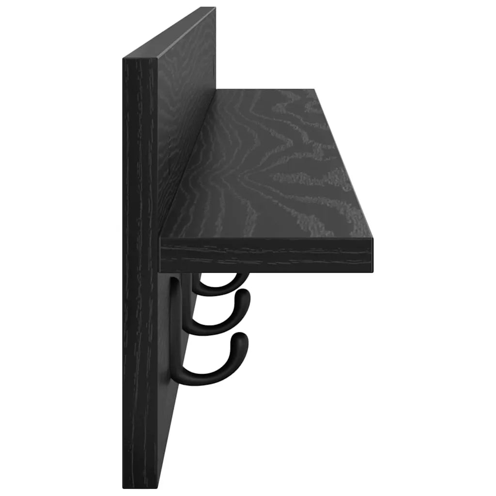 vidaXL Appendiabiti a muro Rovere nero 100 x 10.5 x 18 cm